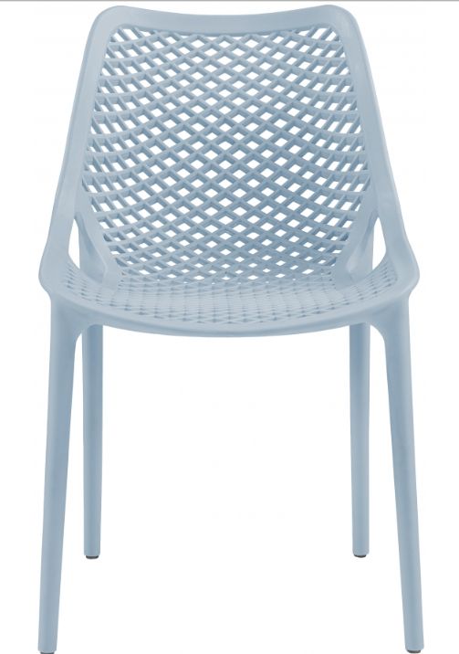 Meridian Furniture Mykonos Sky Blue Plastic Outdoor Patio Dining Side Chair-2