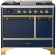 Ilve® Majestic III 40" Midnight Blue Pro Style Dual Fuel Natural Gas Range with Solid Door and Brass Trim-0