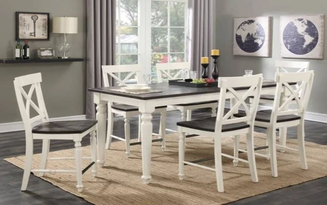 Emerald Home Mountain Retreat Dark Mocha Gathering Table with  Antique White Base-1