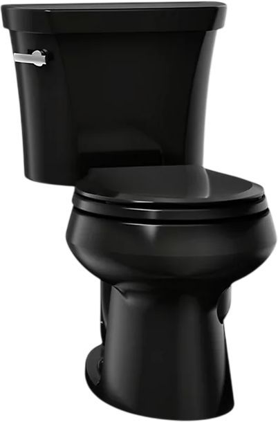 KOHLER® Wellworth® Black 2-Piece 29" Round-Front Toilet, 1.28 Gpf with Tank Cover Lock-0