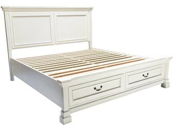 Emerald Home Stoney Creek Antique White Queen Panel Storage Bed-0