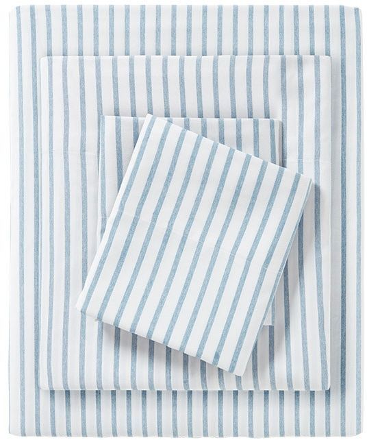 Olliix by Madison Park Essentials Blue Stripe Full Chambray Sheet Set ...