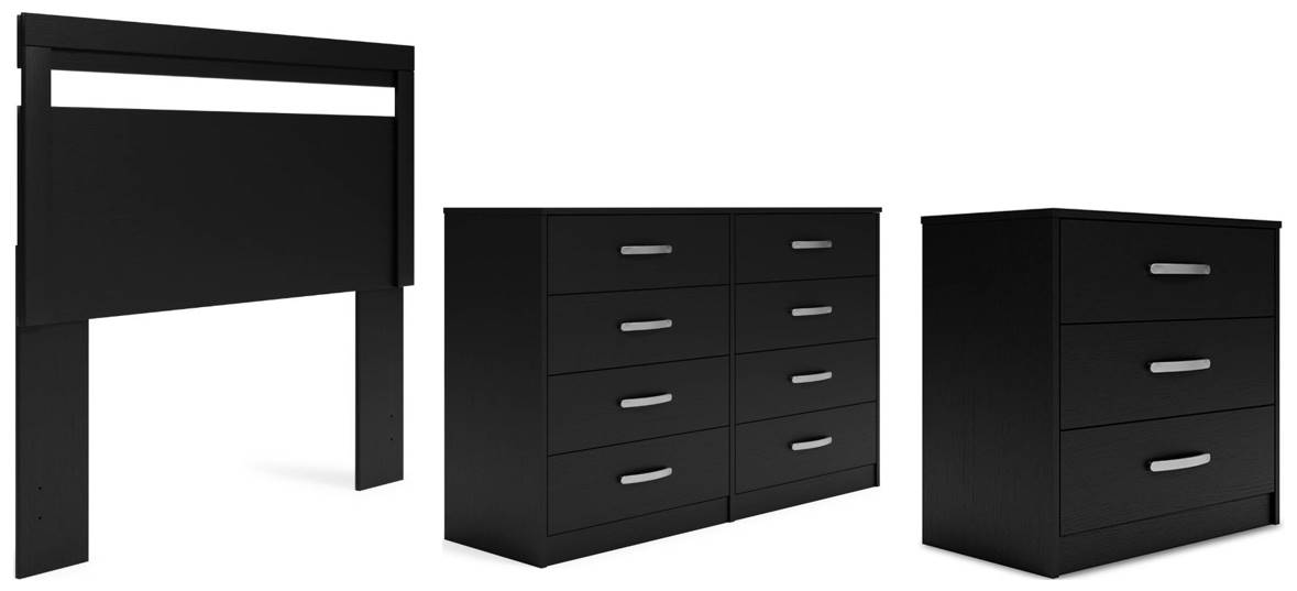 Signature Design by Ashley® Finch 3-Piece Black Full Panel Headboard Bed Set
