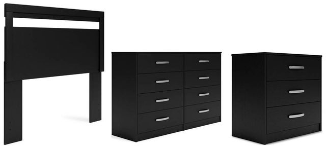 Signature Design by Ashley® Finch 3-Piece Black Full Panel Headboard Bed Set-0