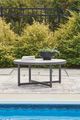 Signature Design by Ashley® Ocean Beach White Aluminum/Stone Outdoor Cocktail Table with Gray Base-1