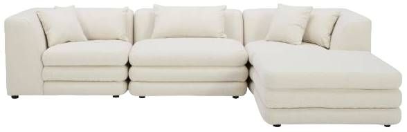 Moe's Home Collection Lowtide Lounge 4-Piece Warm White Modular Sectional and Ottoman-1