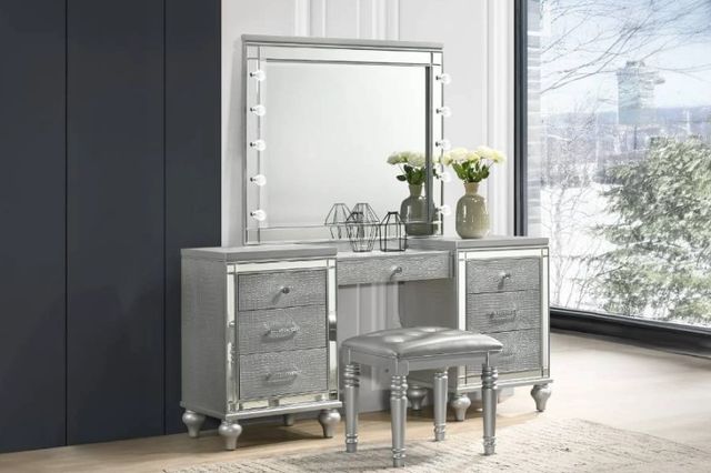 New Classic® Home Furnishings Valentino Silver Vanity Stool-1