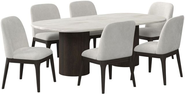 Elements International Sylvie 7-Piece Dark Brown/White Oval Dining Set-0