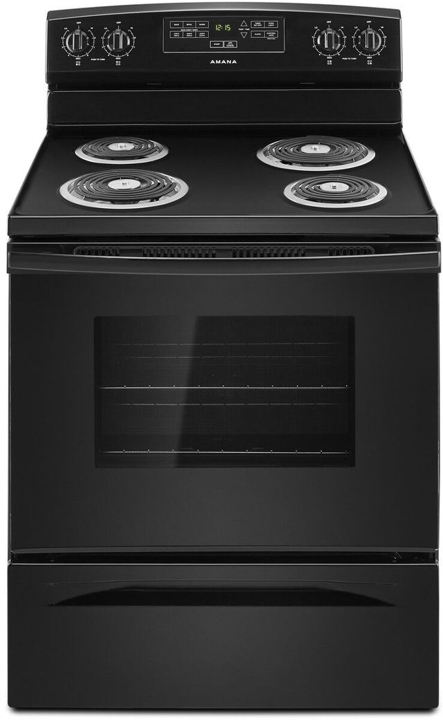 Amana® 30" Black Freestanding Electric Range