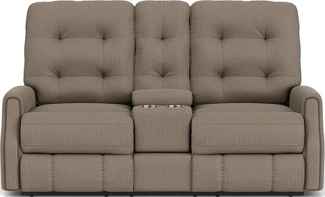 Flexsteel® Devon Brown Pewter Manual Reclining Loveseat with Console-1