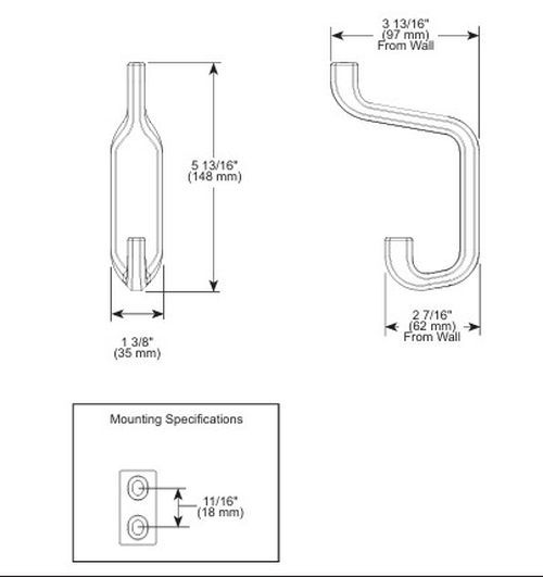Brizo Levoir® Brilliance® Luxe Steel® Double Robe Hook-2