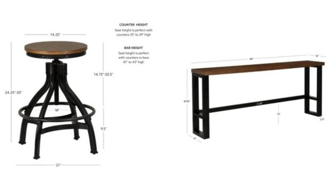 Powell® Haywood 5-Piece Black/Brown Sofa Bar Table Set-2