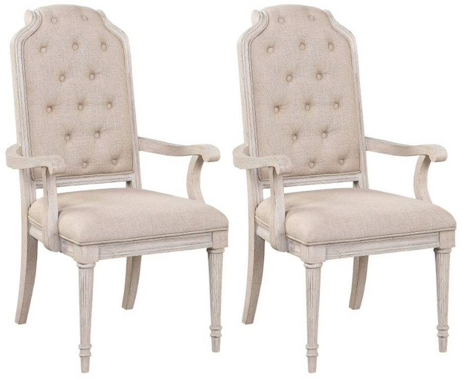 ACME Furniture Wynsor 2-Piece Antique White Arm Chair Set