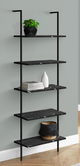 Monarch Specialties Inc. Black/Black Marble Ladder Bookcase-1