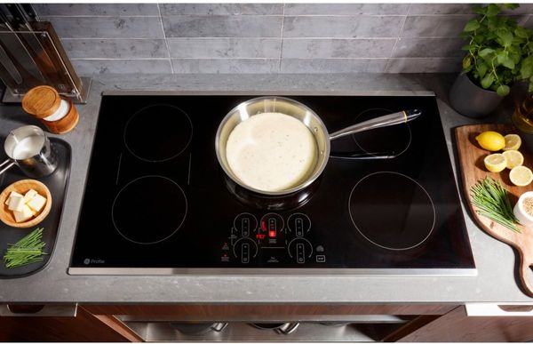 GE Profile™ 36" Stainless Steel on Black Induction Cooktop