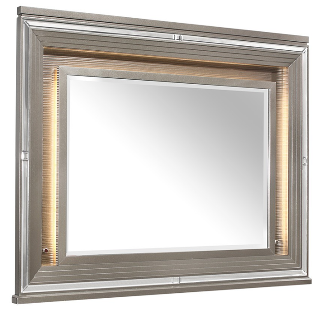 Homelegance® Tamsin Gray/Silver Metallic Mirror with LED-0
