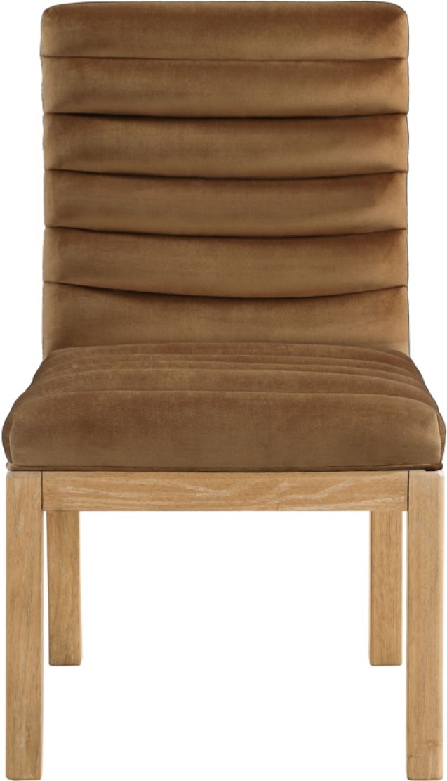 Meridian Furniture Evelyn Saddle/Natural Velvet Upholstered Side Chair-1
