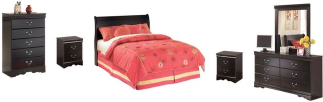 Signature Design by Ashley® Huey Vineyard 5-Piece Black Full Sleigh Headboard Set-0