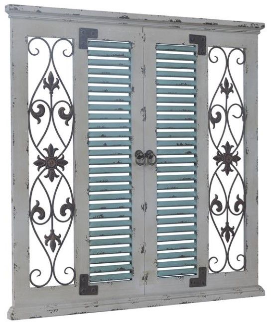 Deco Marche Beige Scroll Window Shutter Wall Decor-1