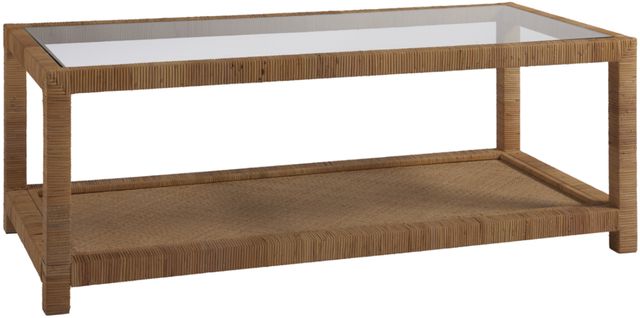 Universal Explore Home™ Escape-Coastal Living Home Long Key Glass Top Cocktail Table with Brown Base-0