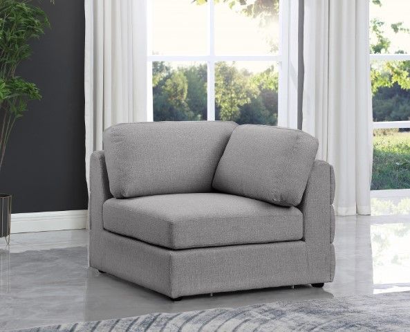 Meridian Furniture Beckham Grey Linen Polyester Modular Corner Chair-3