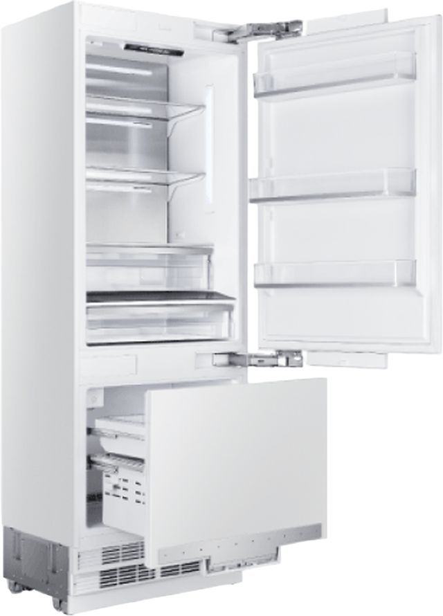 Vitara 30 in. 16.0 Cu. Ft. White Built In Counter Depth Bottom Freezer Refrigerator w/ Ice Maker-1