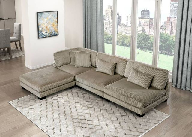 Homelegance® Traverse 4-Piece Taupe One-Arm Modular Sectional with Ottoman-1