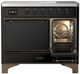 Ilve® Majestic III 40" Glossy Black Pro Style Induction Range with Solid Door and Burnished Trim-4