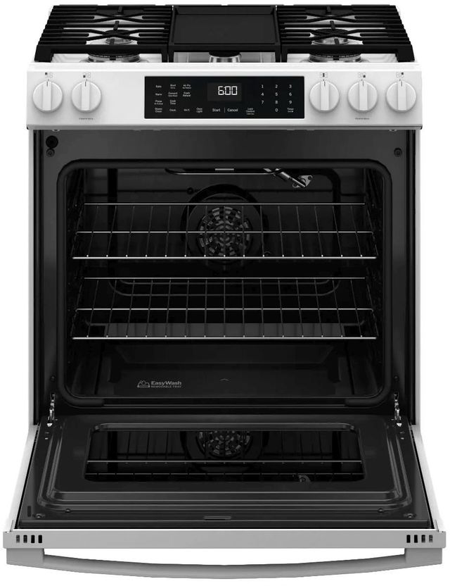 GE® 600 Series 30" White Slide-In Gas Range-2