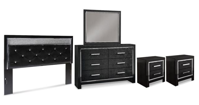 Signature Design by Ashley® Kaydell 5-Piece Black King Upholstered Panel Headboard Bedroom Set-0