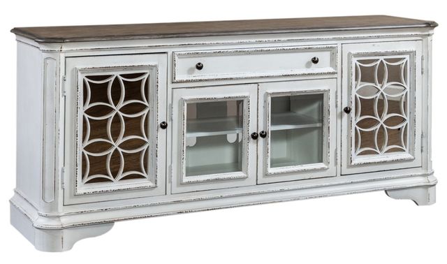 Liberty Furniture Magnolia Manor Antique White/Weathered Bark Entertainment TV Stand-0