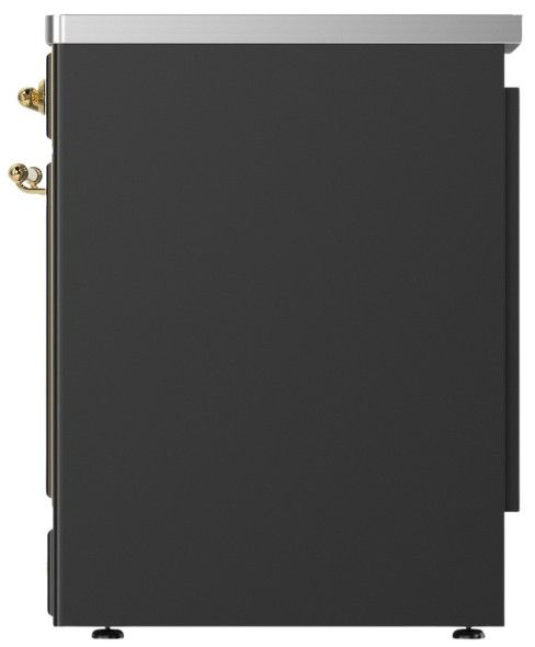 Ilve® Majestic III 30" Graphite Matte Pro Style Induction Range with Solid Door and Brass Trim-2