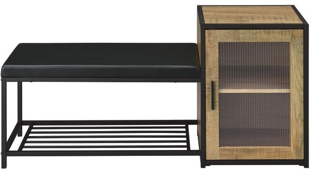 Coaster® Martino Black/Mango Shoe Storage Entryway Bench with Cabinet-3