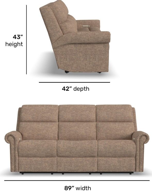 Flexsteel® Customizable Bernard Fabric Power Reclining Sofa with Headrest and Lumbar-2