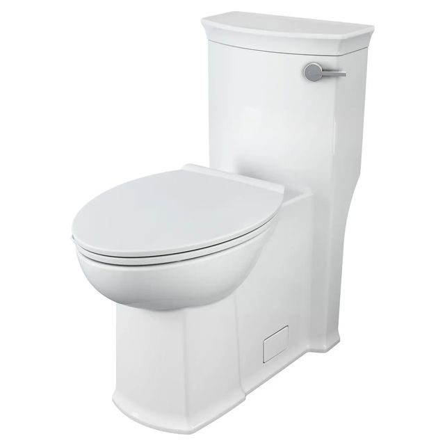 DXV Wyatt® Canvas White One-Piece Chair Height Right-Hand Trip Lever Elongated Toilet with Seat-2