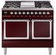Ilve® Nostalgie II Noblesse 40'' Burgundy Pro Style Dual Fuel Range with Chrome Trim-0