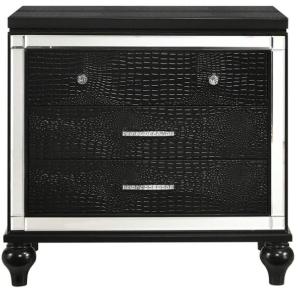 New Classic® Home Furnishings Valentino 5-Piece Black Queen Upholstered Bedroom Set with Two Nightstands-3
