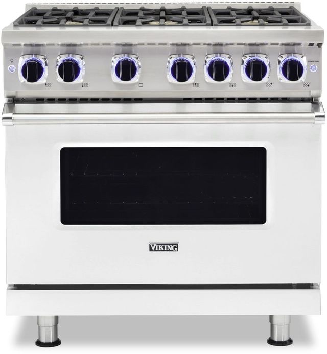 Viking® 7 Series 36" Frost White Pro Style Liquid Propane Range-0