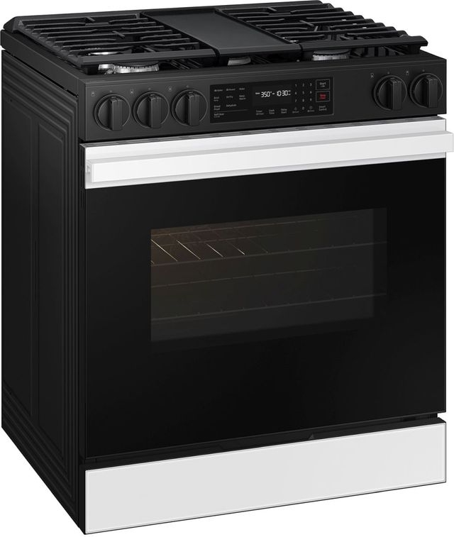 Samsung Bespoke 30" White Glass Slide In Gas Range-2
