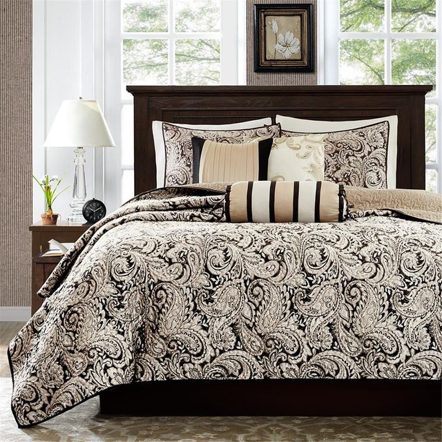 Olliix by Madison Park 6 Piece Black King/California King Aubrey Reversible Coverlet Set-1