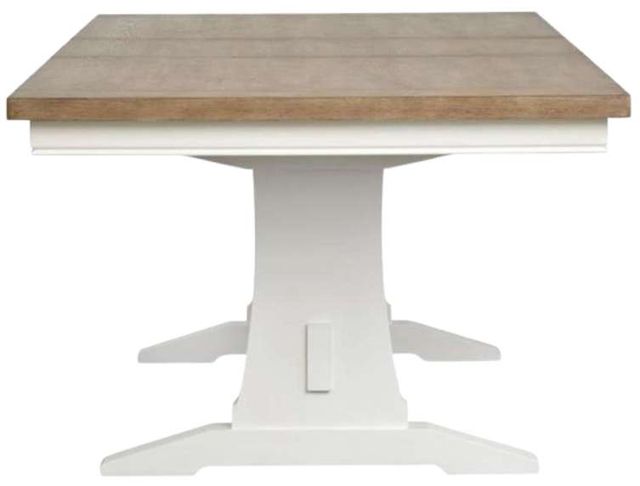 Magnussen Home® Kingston Cerused Nutmeg Trestle Dining Table with Whisper White Base-3
