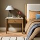 Four Hands Joah Antique White Marble/Light Brown Oak Nightstand-1
