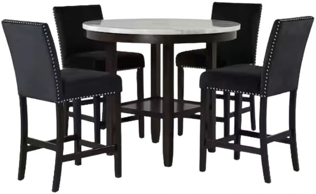 New Classic® Home Furnishings Celeste 5-Piece Black/Espresso Counter Dining Table Set-0