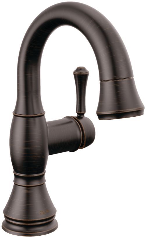 Delta Cassidy® Venetian Bronze Single Handle Pull Down Bathroom Faucet with Drain-0
