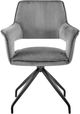 Armen Living Hadley Gray/Matte Black Dining Arm Chair-3