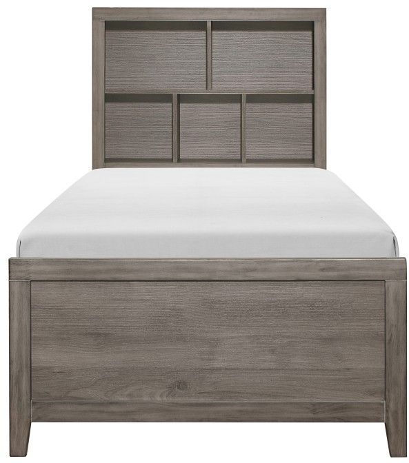 Homelegance® Woodrow Gray Youth Twin Platform Bookcase Bed-2