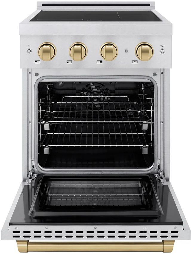 ZLINE Autograph Edition Paramount 24" Satin Stainless Steel Pro Style Induction Range with Champagne Bronze Accents-1
