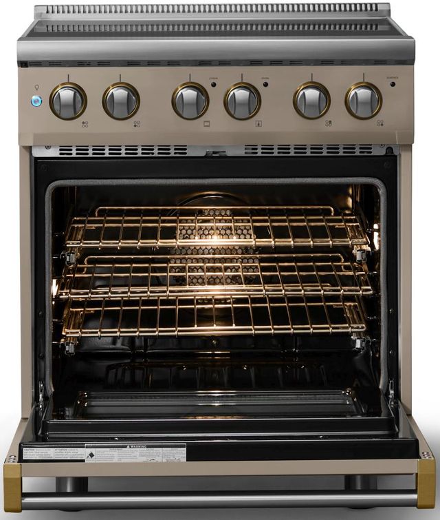Viking® 5 Series 30" Nantucket Pro Style Electric Range with Brushed Brass Trim-1