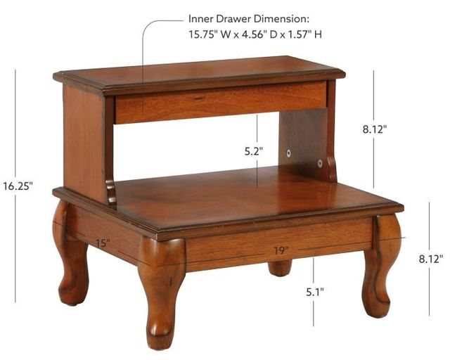 Powell® Beatrice Attic Antique Cherry Bed Steps with Drawer-2