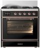 Ilve® Majestic III 30" Glossy Black Pro Style Dual Fuel Natural Gas Range with Triple Glass Door and Copper Trim-0